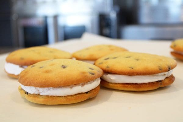 Vanilla Choco Chip Whoopie Pies w/ Vanilla Icing