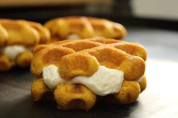 Pumpkin Waffle Whoopie Pie w Cream Cheese Icing